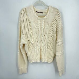 Hazel cream knit sweater Sz L cable open knit
